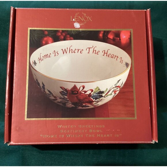 Lenox Winter Greetings 7” Serving Bowl McClung “Home Is Where The Heart Is” - Picture 9 of 13